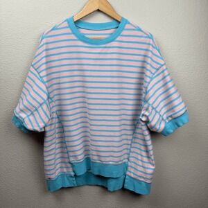 Boutique Womens Pastel Striped Oversized Top Size S Colorblock Lounge‎ Indie